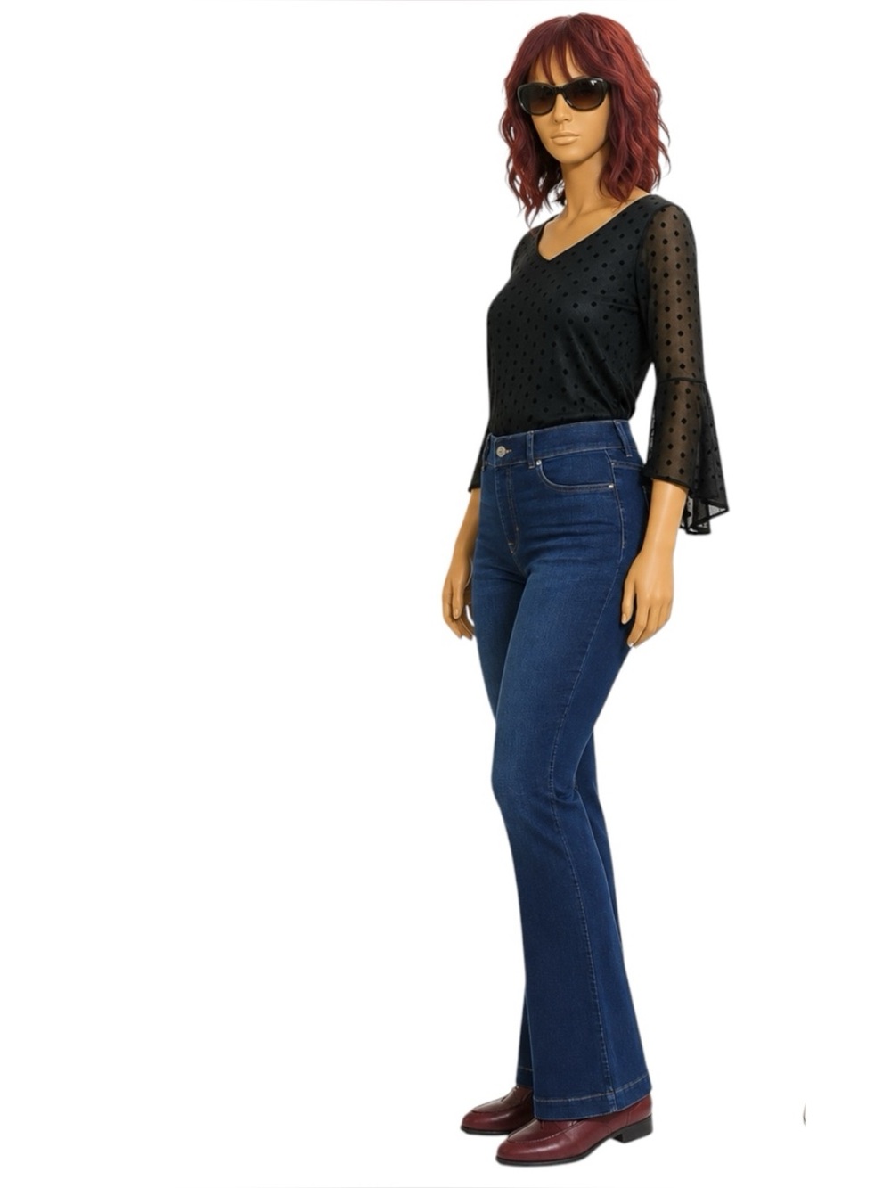 SPANXshape® EveryWear Pull-On Flare Jeans Petite 1X Antique Indigo Tummy Control